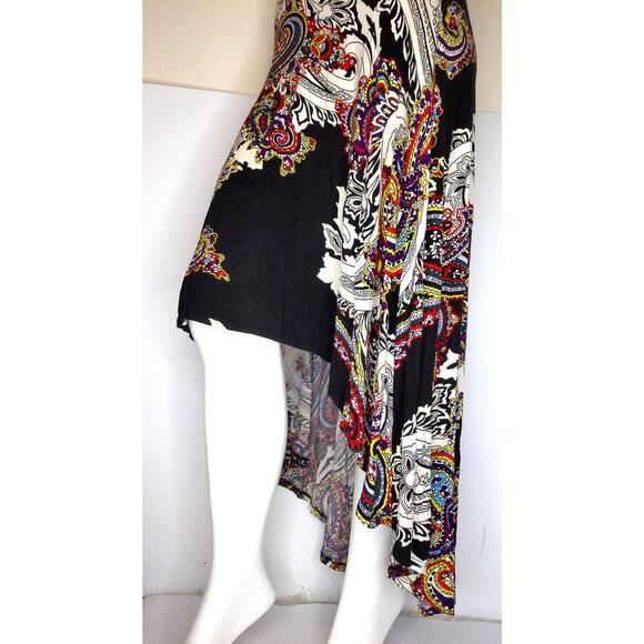 Mona B Psychedelic Paisley Colorful High Low Skirt Roll Top Size Medium - Picture 5 of 7